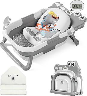 Collapsible Baby Bathtub for Newborn with Thermometer